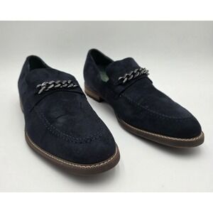 Todd Welsh Men's Navy Blue Faux Suede Chain Detail Loafers Size 11.5 M